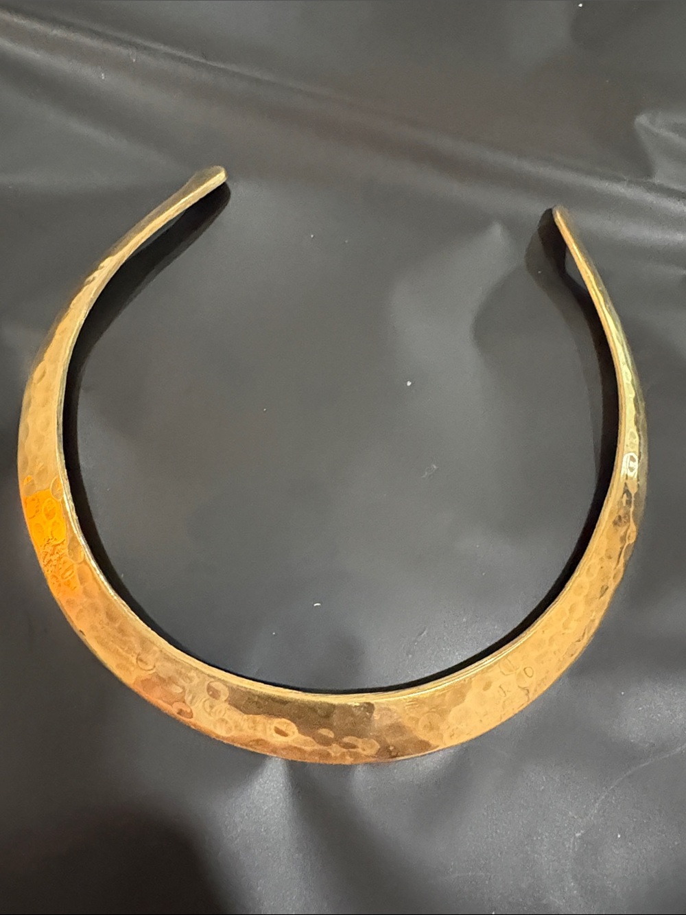 Vintage Hammered Brass Collar Necklace Choker 70’s Boho Brutalist